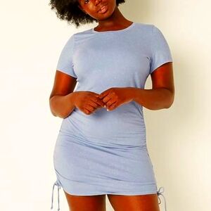 Victoria's Secret/Pink Vintage Wash Light Blue Ruched Mini Dress Size Large